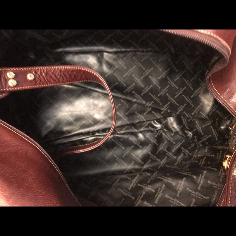 PRICE REDUCE Marino Orlandi Genuine Tuscan Leather Weekender Bag - Picture 5 of 7